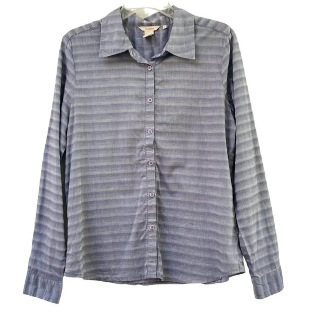Sundance Shirt Womens 10 Stripes Collared Button Up Cotton Office Work Light Top